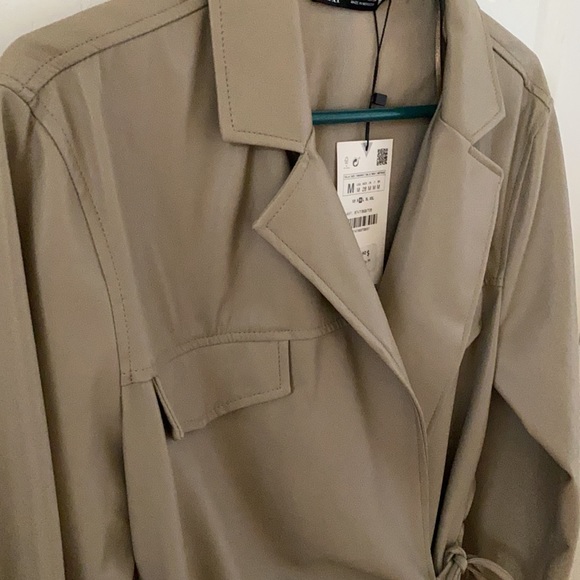 NWT ZARA Faux Leather Wrap Dress (M) - Picture 2 of 5